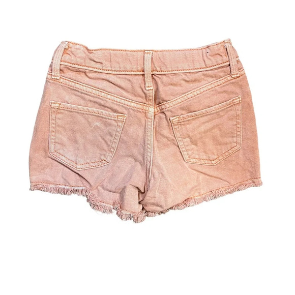 Old Navy Girls Denim Cutoff Shorts Size 7 Muted Orange Denim Pockets Boho Summer - Picture 2 of 4